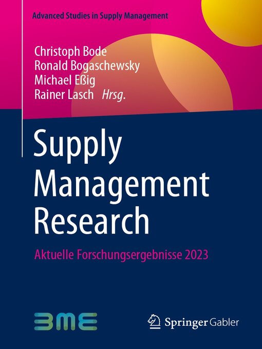 Title details for Supply Management Research by Christoph Bode - Available